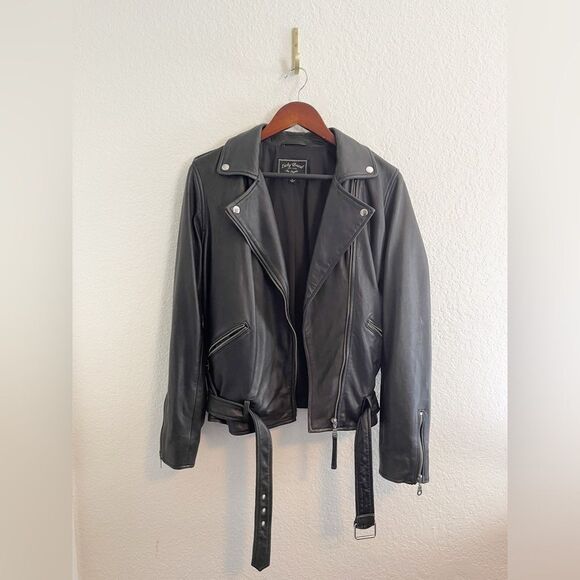 Lucky Brand Moto Biker black leather Jacket, Women’s Size Large - Picture 2 of 7